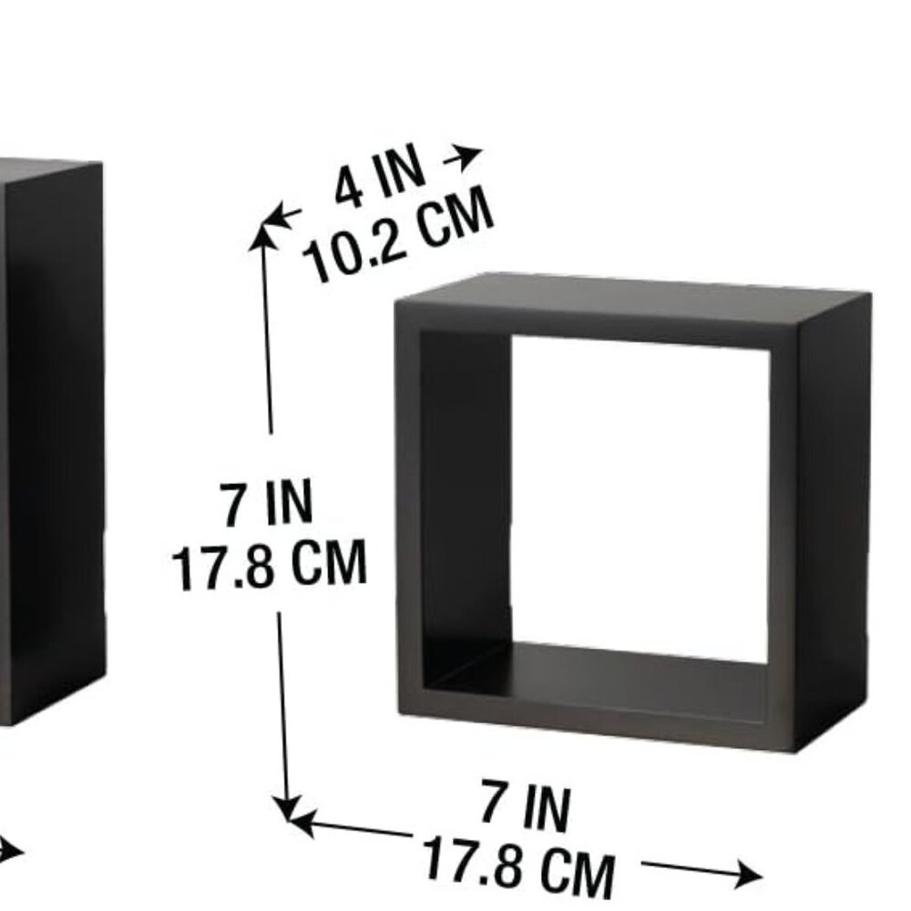 Floating Wall Square Cube Shelves (3) - Picture 2 of 3